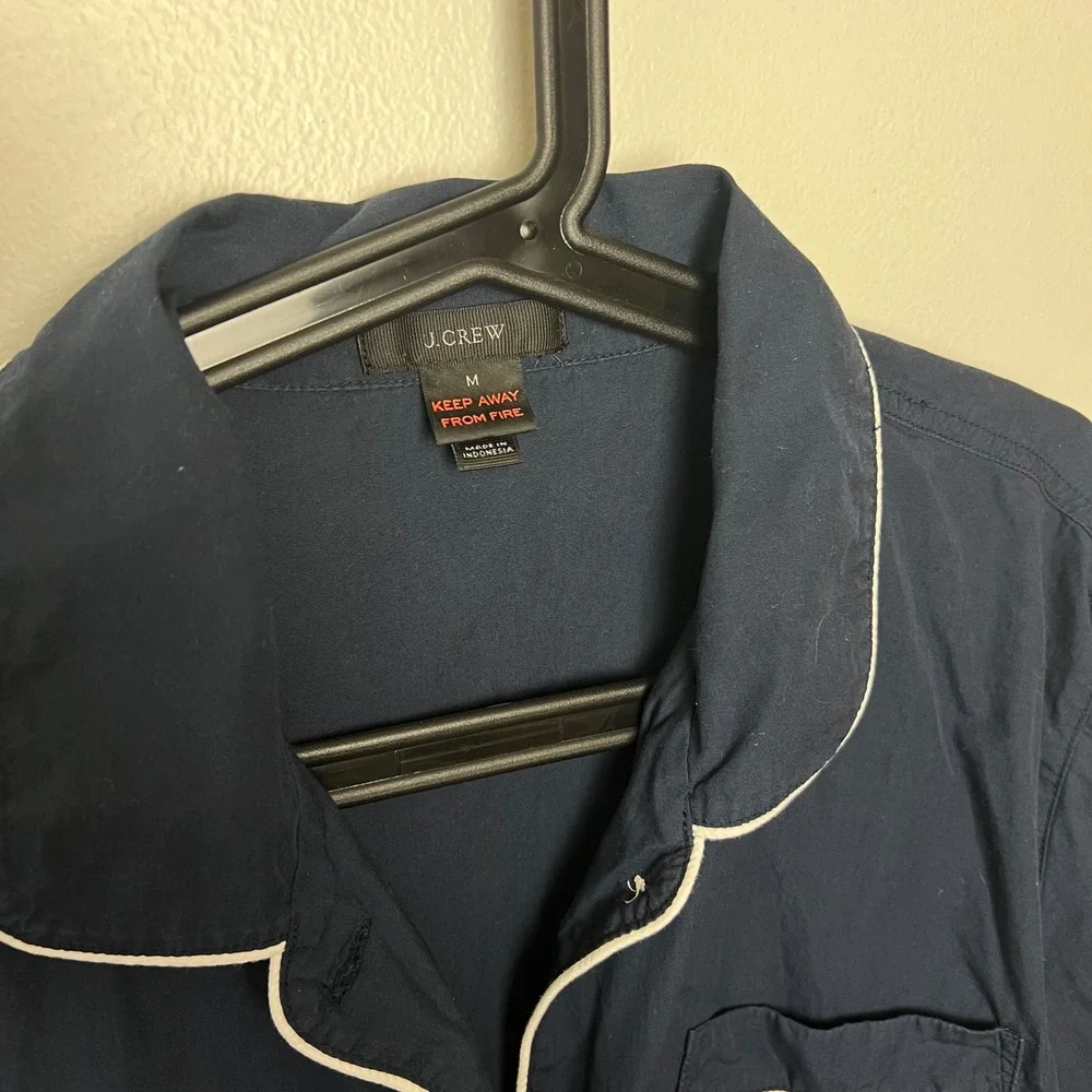 J.Crew Woman's Navy Blue White Pajama‎ Top 100% Cotton Classic Comfort